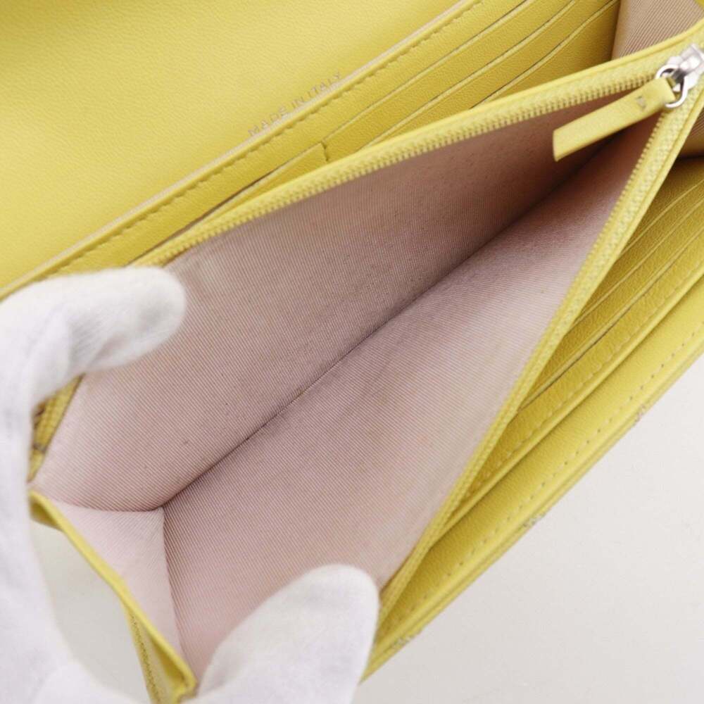 CHANEL Authentic Yellow Lambskin Leather Logo Wallet - Picture 8 of 16